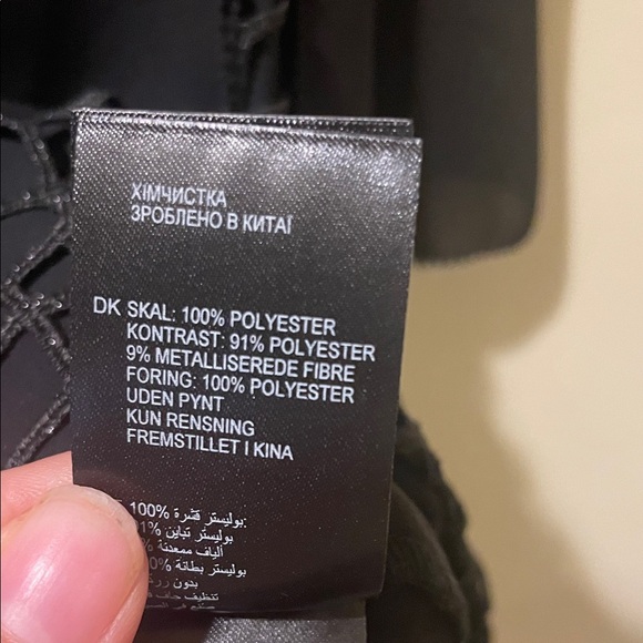 Womens Like New Reiss Black Metallic Coral Design Flowey Tiered Shift Mini Dress - Picture 8 of 9